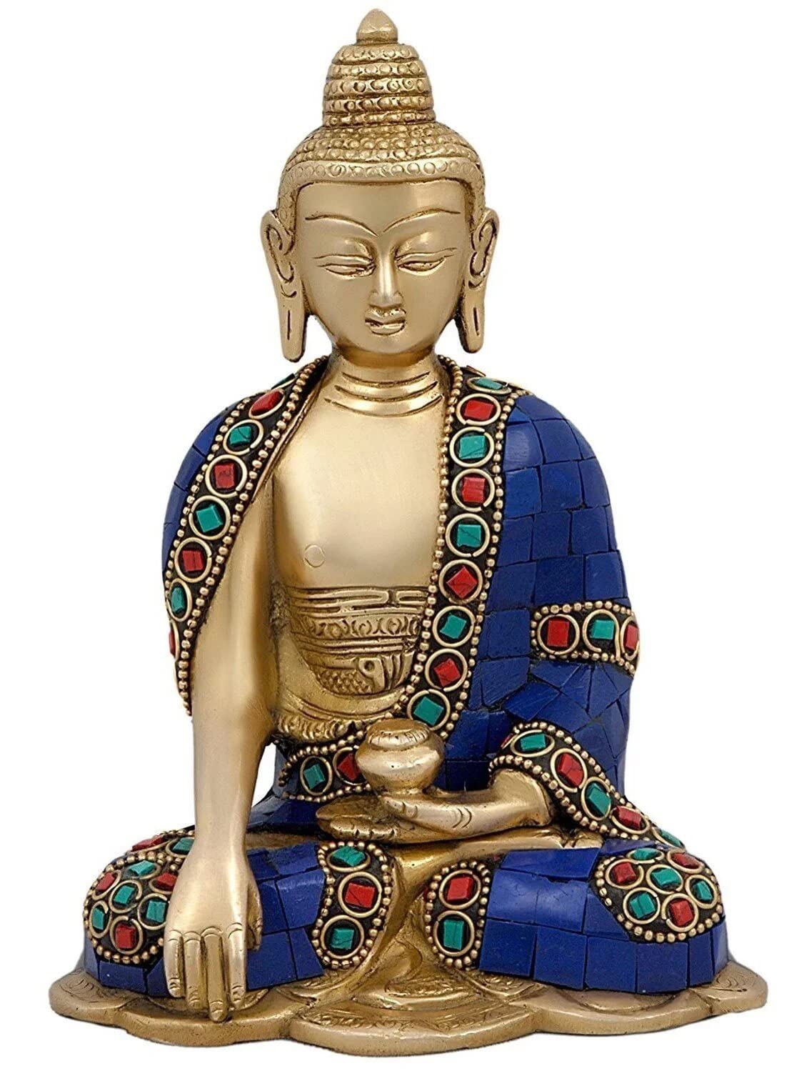 ARTVARKO Brass Buddha Statue Blessing Murti for Home Decor Entrance Office Table Living Room Meditation Luck Gift Feng Shui 6.5 Inches Multicolor