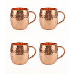 ALCU Copper Mule Mug, Handcrafted Shiny Moscow Mule Beer Mug Cup, Cocktail Serveware, Drinkware & Barware, Ideal for Cocktails, Drinks, & Gifts, Best for Parties (500 ml) Set of 4