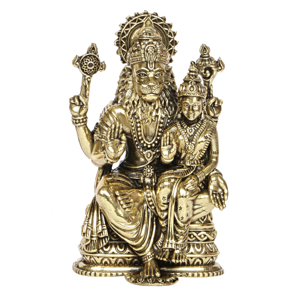 ARTVARKO Brass Lakshmi Narasimha Murti Vishnu Laxmi Narayan Narasingha Swamy Idol Statue for Puja Home Decor Gift (6x4.5x10 cm)