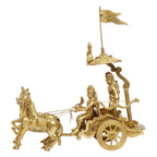 ARTVARKO Mahabharat/Geeta Arjun Chariot (Rath) with Krishna & Hanuman: Sculpted in Solid Brass Metal | Lord Krishna Arjun Rath Idol Showpieces
