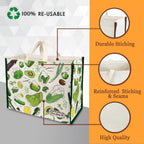 DOUBLE R BAGS Heavy Duty Cotton Canvas Grocery Shopping Bag | Eco-Friendly Cloth Tote for Vegetables, Milk, Fruits & Lunch | 33x44.4x20.3cm | 1 Compartment | Pack of 1 Vegetable Print