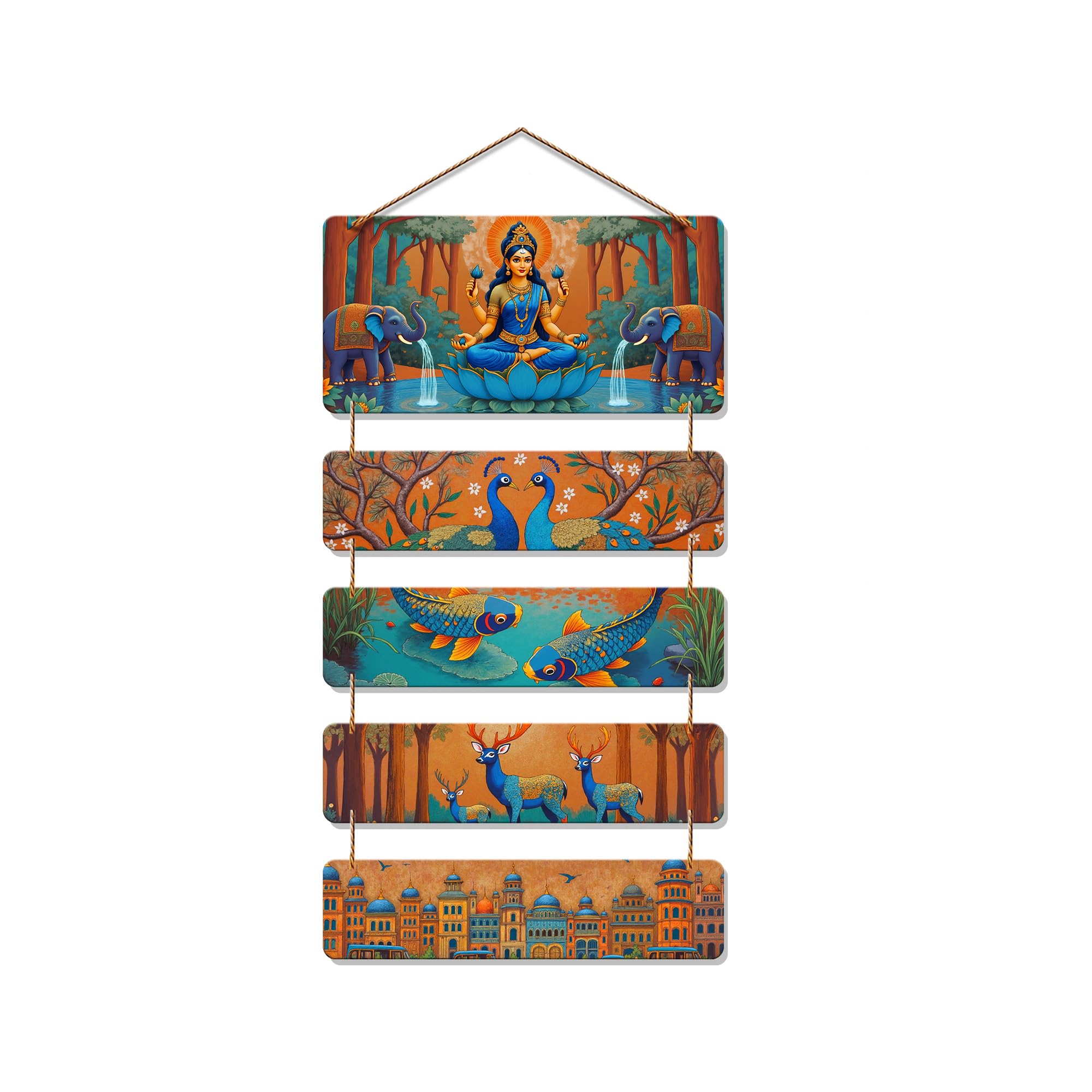 Artvibes Shri Lakshmiji & Divine Nature Wall Hanging Home Decorative Wall Art for Living room | Spiritual Decor Items | Wall Sculpture | Signs & Plaques| Stylish Modern Decor Item | Gift (WH_6730N)