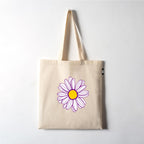VVWV Purple Daisy Flower Printed Reusable Tote Bags | 100% Organic Cotton Shopping/Grocery Bag | Multi-Purpose Bag | Sturdy Canvas Bag with 15kgs Capacity (13 x 15.7 Inch)