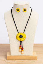 Handmade Sunflower Clay Jewellery Necklace with Earrings for Women and Girls
