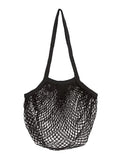 MSK Looms Eco Friendly Light Weight Cotton Net String Bag with Long Handle,Reusable Produce Bag for Fruits and Vegetable - Black