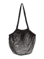 MSK Looms Eco Friendly Light Weight Cotton Net String Bag with Long Handle,Reusable Produce Bag for Fruits and Vegetable - Black