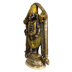ARTVARKO Lord Venkateshvara as Balaji at Tirupati Brass Sculpture Brown Golden Greenish Finish 23 Inches