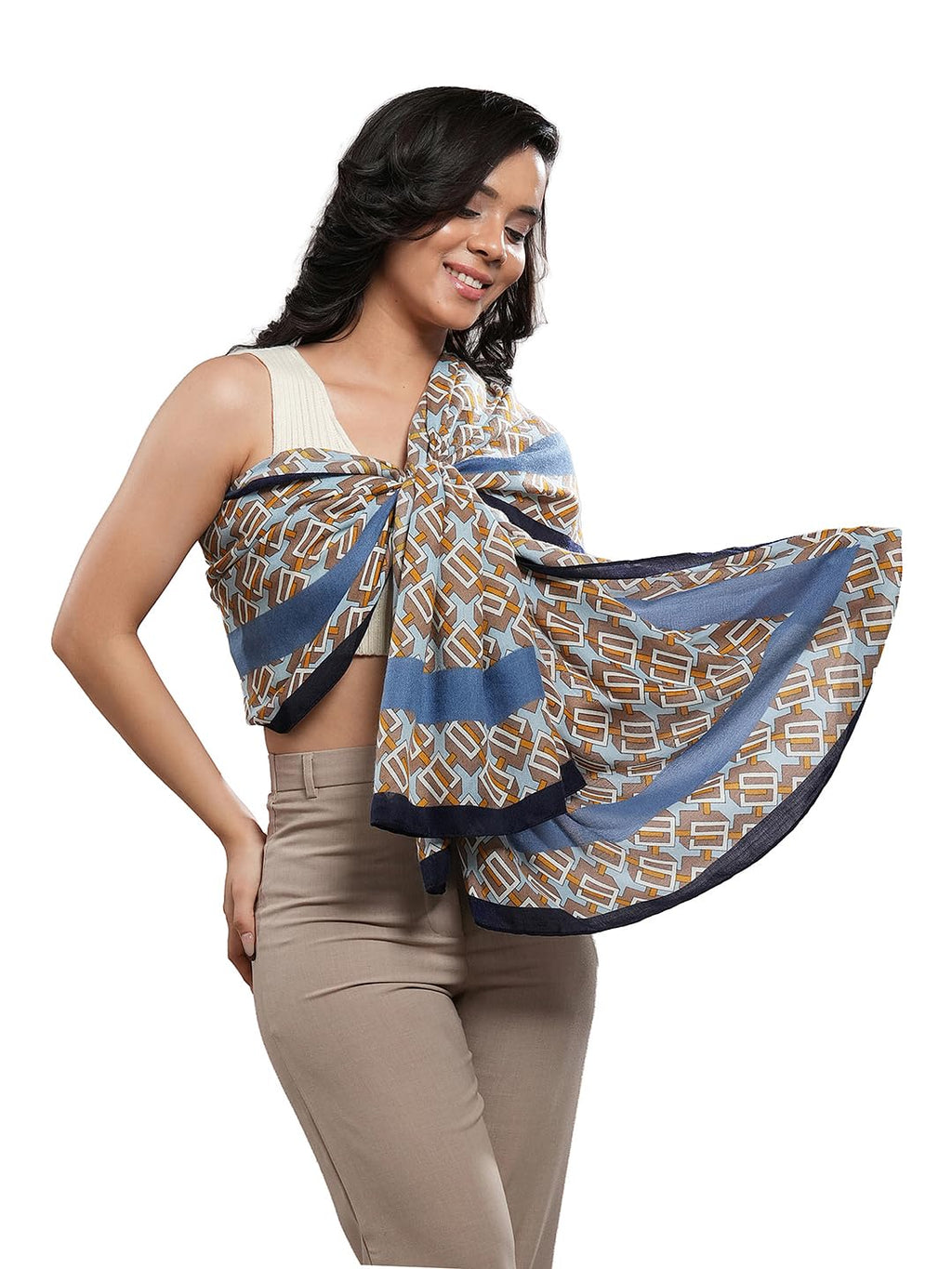 CrossKulture Viscose Scarf for Women | Lightweight & Long | Stole with Stylish Design | Neck, Hair & Head Scarf for Women & Girls | All Season Accessory (Graphical22)