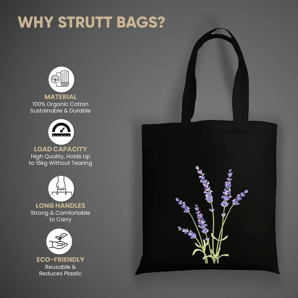 STRUTT Foldable Canvas Tote Bag for Women, Tote Bag for College Girls,100% Organic Cotton Reusable Shopping Bag for Grocery, Eco-Friendly Multi-Purpose Bag for Travel & Daily Use- Purple Lilac