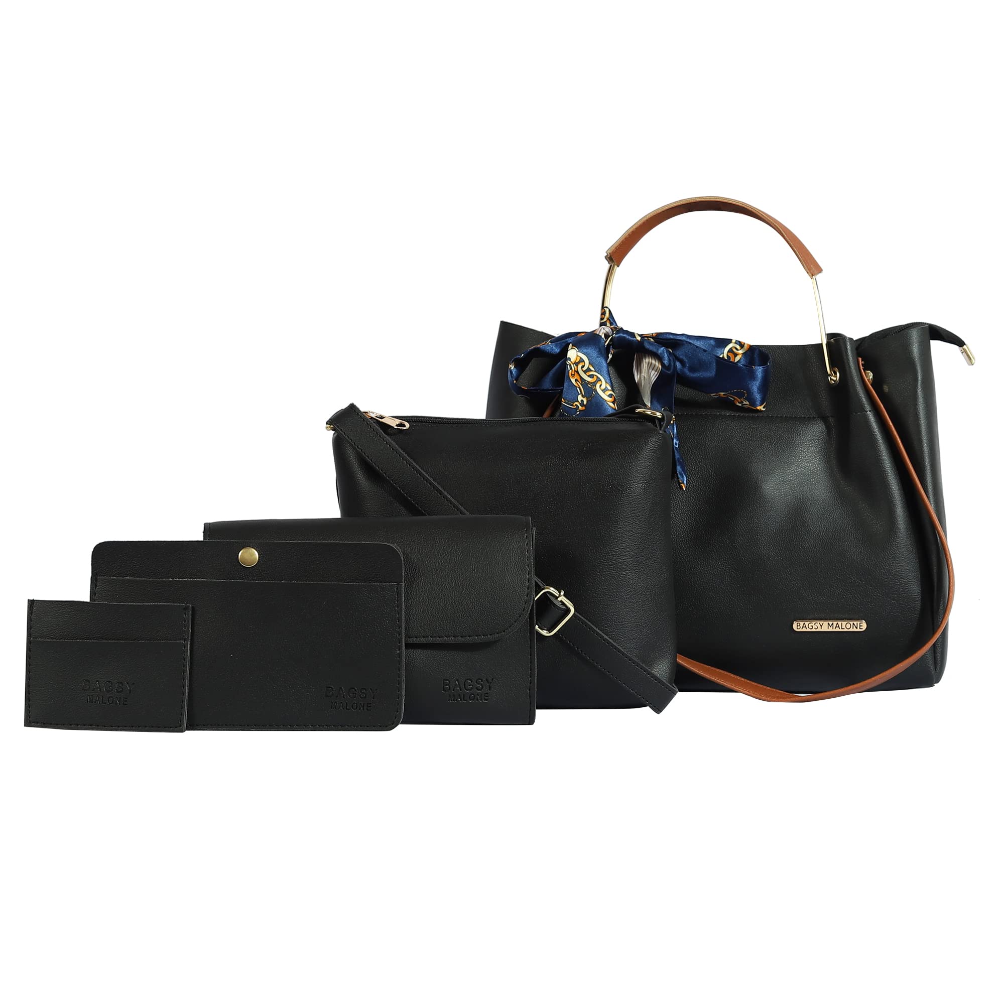 Bagsy Malone Women's Vegan Leather Stylish Tote Bag | Pack of 5 | Ladies Purse Handbag | Womens Day Gift