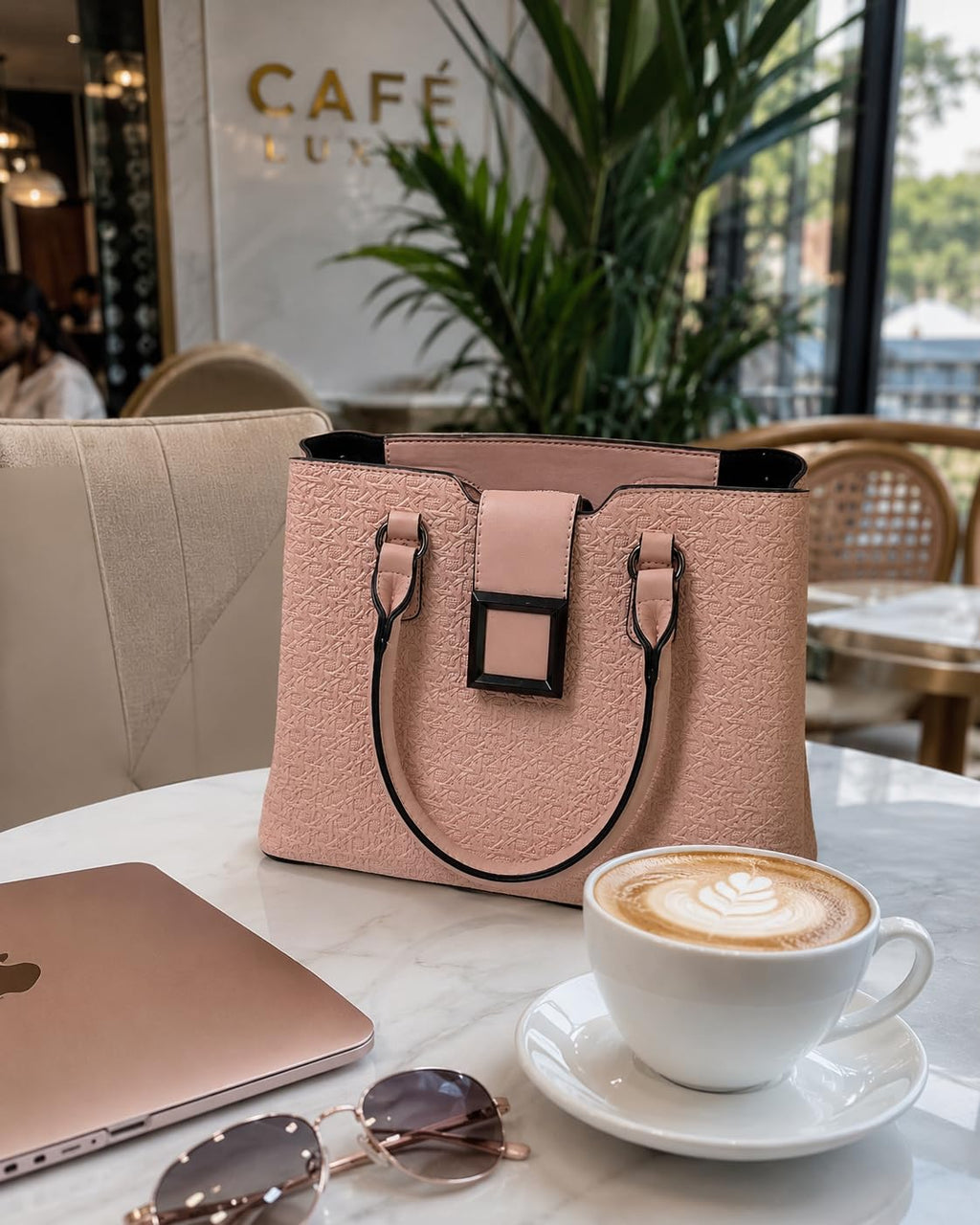 LOVHIDE Women's Premium Textured PU Leather Tote Bag with Detachable Shoulder Strap | Elegant Handbag for Office, Shopping, Travel & Daily Use | Spacious Top Handle Satchel Purse for Women (Pink)