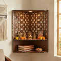 eCraftIndia Brown Handcrafted Unique Pattern Wooden Temple for Home Office | Home Temple Pooja Puja Mandir
