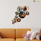 Artvibes Jesus & Nativity Christian Spiritual Round Shape MDF Wooden Wall Art for Home Decoration | Spiritual Decor Items | Wall Sculpture | Signs & Plaques | Gift Items (WPS_130N), Set of 11