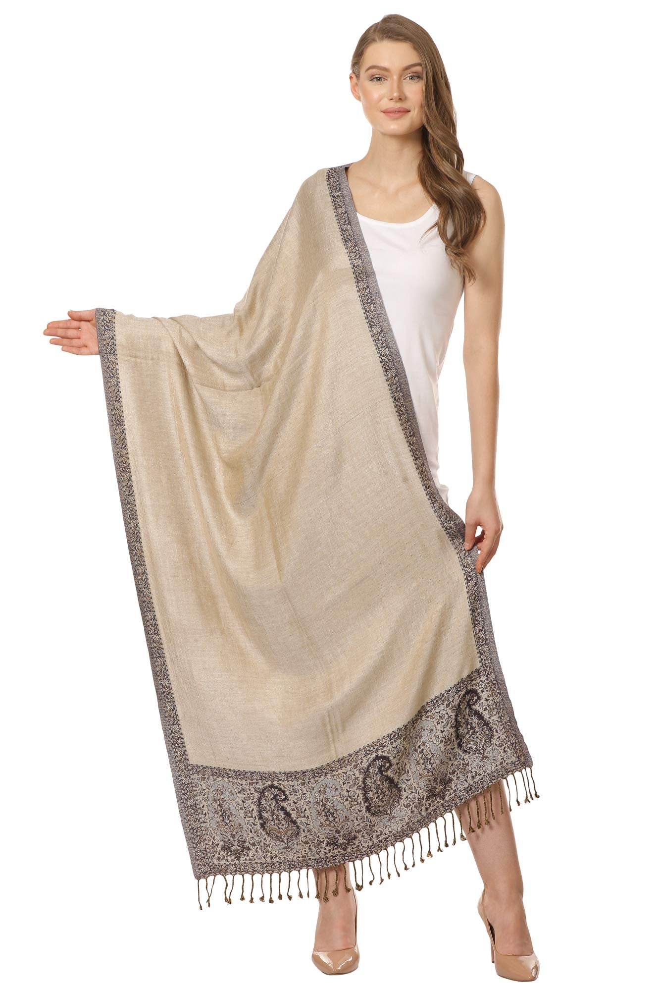 Pashtush Womens Soft Bamboo Stole, Reversible Design, Twin Colored, With Multi Colored Stripes 70 x 200 cm