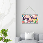 Artvibes Good Vibes Only Wall Hanging Wooden Art For Living Room | Office | Quotes Decor Item | Wall Illustrations | Office Decor | Wall Art Print | Inspirational quotes | Gift Items (WH_3502N)