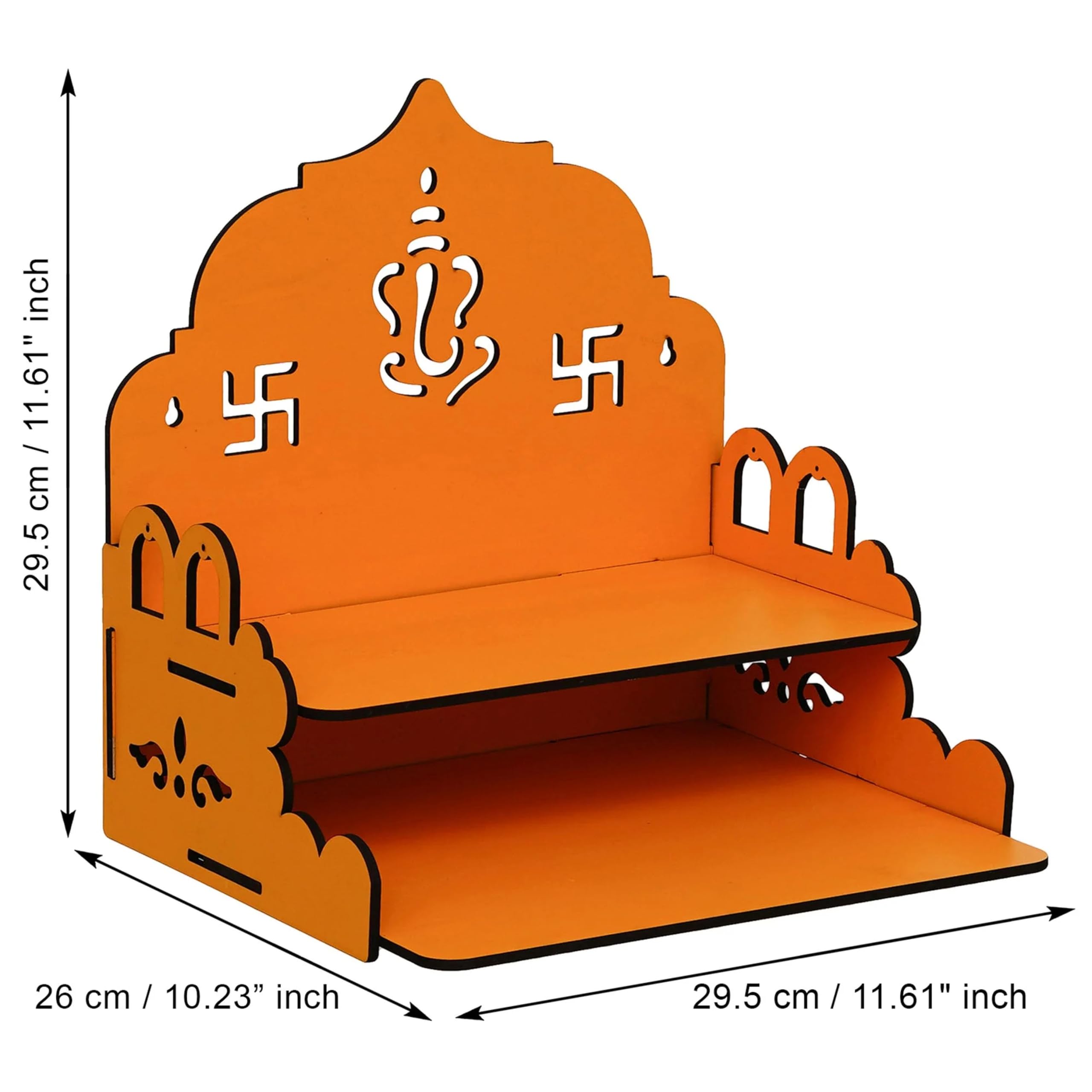 GiftDenaHai Beautiful Wooden Pooja Temple for Home and Office Wall Shelves/Pooja Stand/Sinhasan/Mandir Perfect for Bhakti Pooja Ghar Wooden Temple T106