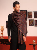 Pashmoda Men Chandni Kaani Stole, Authentic Kashmiri Luxury Pashmina Style Shawl, Stole, Small Size Gents Lohi, (Size 28x80 Inches,Black Color) MAVST07
