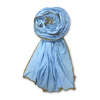 FAHABO Scarf Woman Pleated Viscose Cotton Scarf with Lace Border | Hijab Scarf | Headscarf | Neck Scarf | Stoles | Wraps (2- Light Blue)
