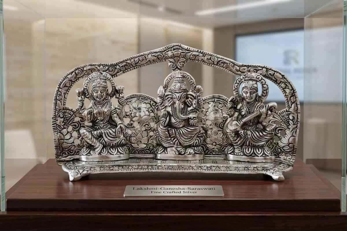 KridayKraft Laxmi Ganesh Saraswati Murti,Laxmi Ganesh Murti,Showpiece Figurines,Laxmi Ganesh Saraswati Statue for Pooja & Religious Idol Gift Article,Corporate Gift.
