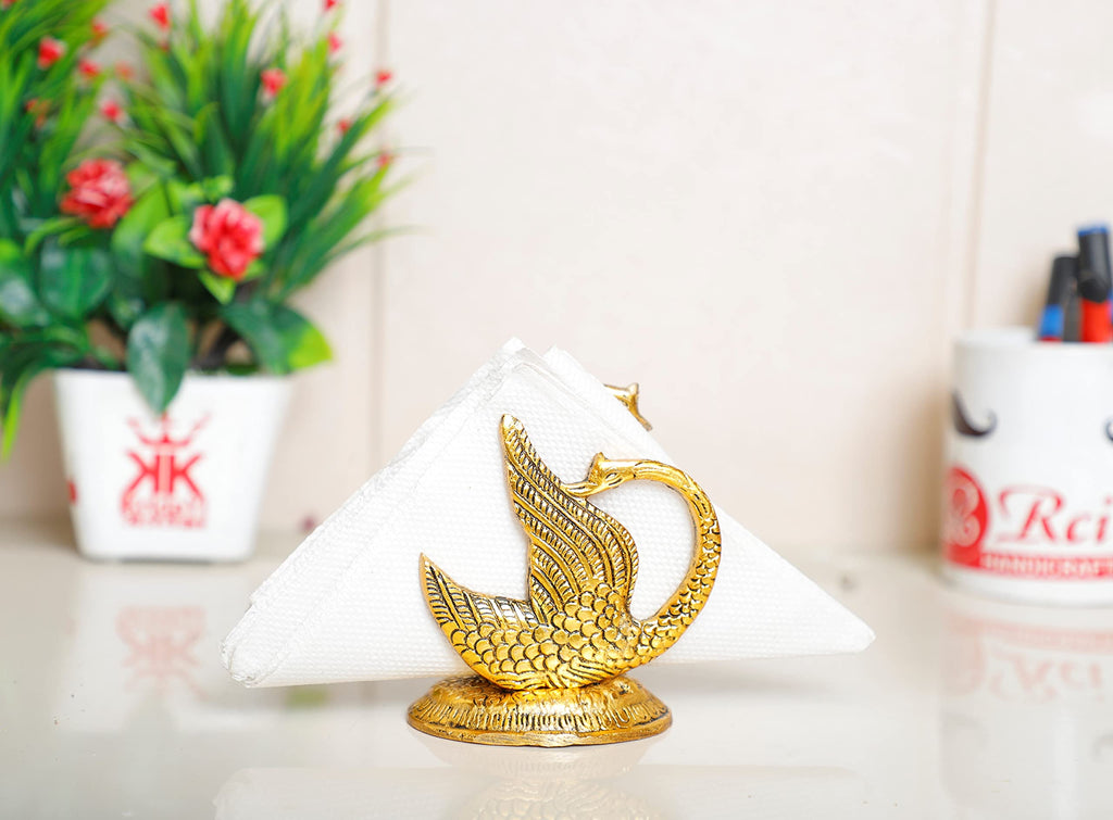 Prince Home Decor & Gifts Oxidize Metal Decorative Golden Swan Duck Shape Napkin, Tissue Paper Holder for Dining Table 2 pcs Set,Animal Showpiece Figurines Metal Statue & Gifts Article...