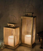 W A Handicraft Set of 2 Iron Lantern and Candle Tealight Holder for Home Decor I Candles for Home Decor I Candle Holders for Home I Gold Lantern