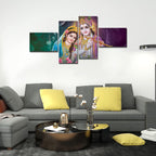 VIBECRAFTS Shree Krishna With Radha 4 Pieces Canvas Wall Painting Fitted With Wooden Frame For Home | Office | Living Room | Gifts (PTVC4Pcs3_15501)
