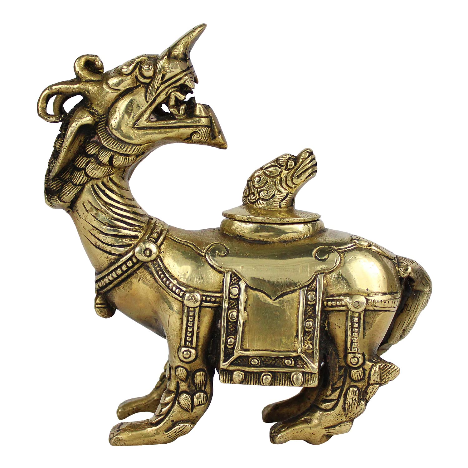ARTVARKO Brass Dragon Shape Multipurpose Box Long Statue Idol Wealth Showpiece Feng Shui Lucky Charm Vastu Desk Decor Gift.