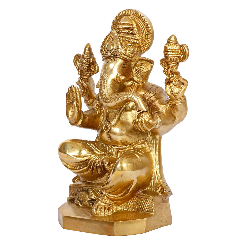 Svarup Brass Ganesh Bhagwan Idol Ganesha Statue Ganpati Murti for Home Entrance Decor Diwali Gift 8.25 Inch