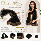 Stole for women Black color strachable Fabric Leopard Cheeta Pattern print (Black)