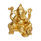 ARTVARKO Brass Lord Ganesh Murti Ganesha Idol Ganpati Vinayak Chaturbhuj Bhagwan Statue for Home Entrance Deco Gift 11.5 Inch.