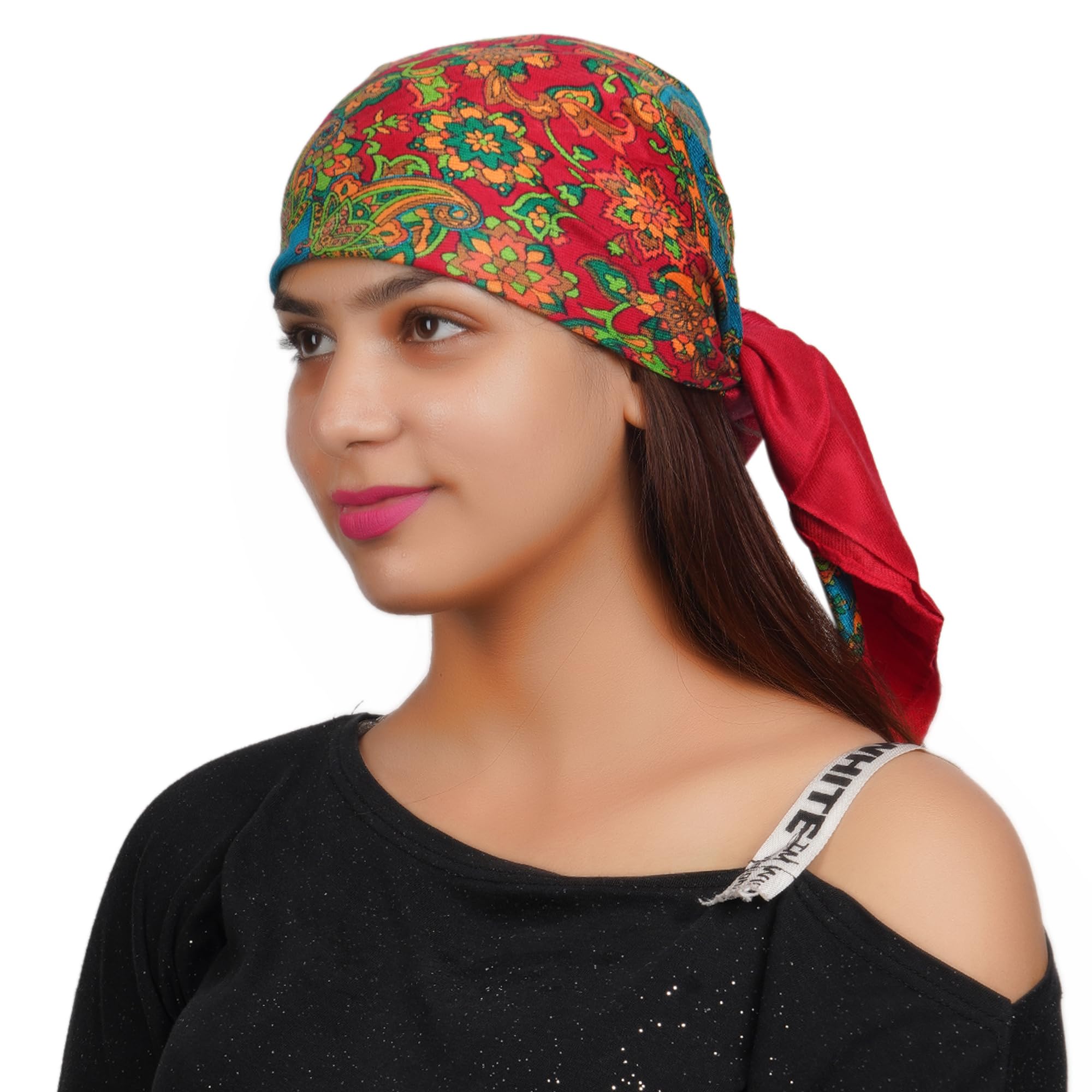 KETKAR Women Head Scarf for Cozy Warm for Winter_Pack Of 1,Red