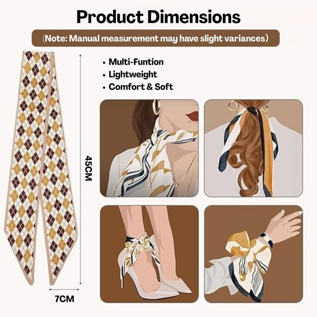 Flavizo 5pcs Hair Scarf Silk Scarf for Women Stylish, Soft Touch Elegant Pattern Scarves for Women | Lightweight | Hair & Neck Scarf | Gift Set | Versatile Wear