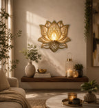 ALCU Wall Hanging Lotus Candle Stand – Elegant Metal Lotus Design for Tealight & Votive Candles | Stunning Home Décor Accent for Living Rooms, Bedrooms, and Meditation Spaces