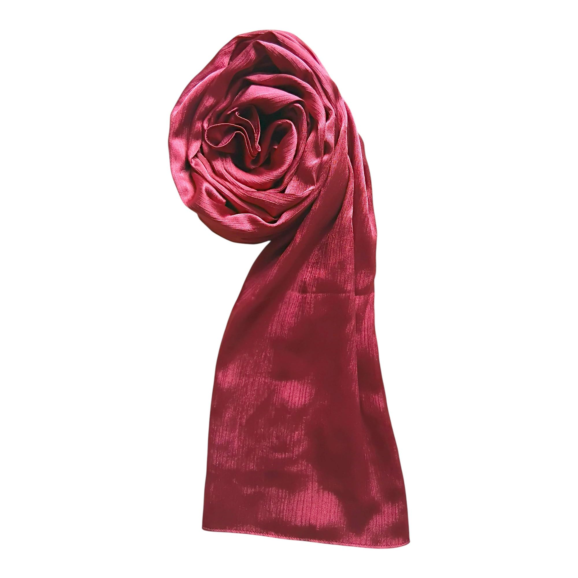 ABZURA Premium Muna Satin Scarf | Hijab | Soft, Shiny & Stylish | 200 cm x 70 cm | Elegant Choice for All Occasions – Parties, Weddings & Festivals (Cranberry)