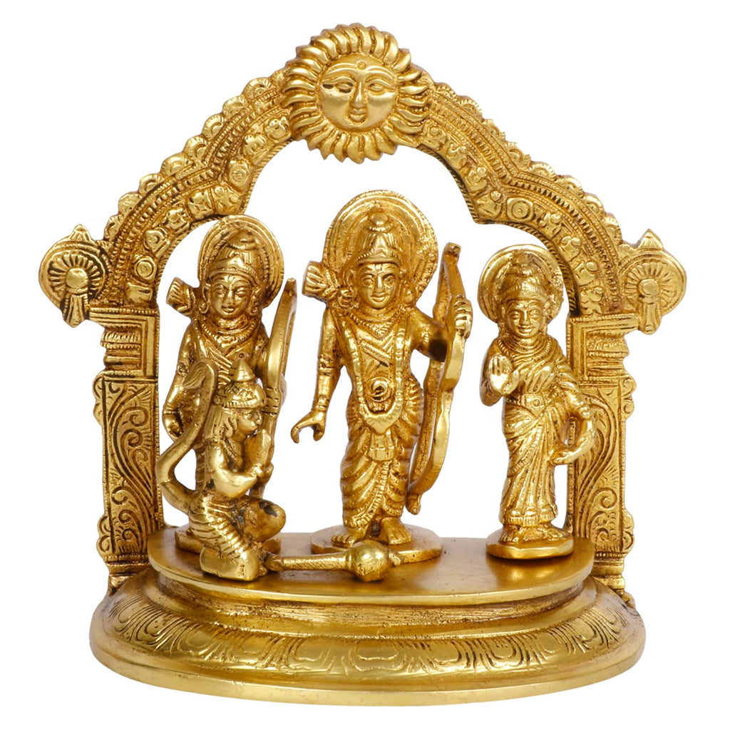 ARTVARKO Brass Ram Sita Laxman Hanuman Statue Sculpture Ram Darbar Idol Murti Height 7 Inches