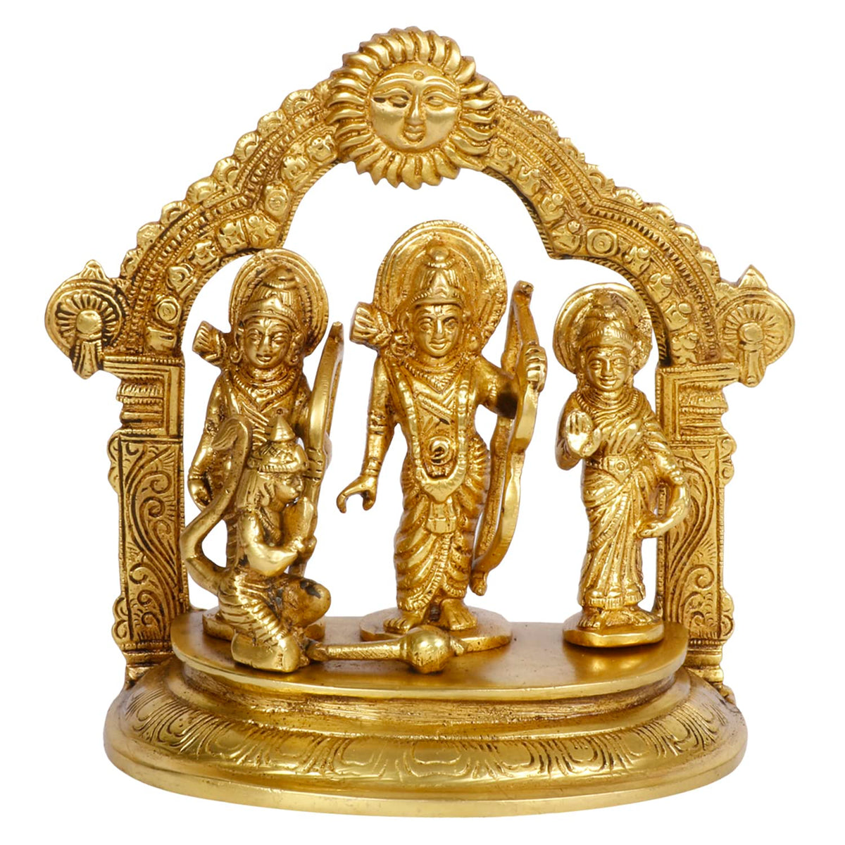 ARTVARKO Brass Ram Sita Laxman Hanuman Statue Sculpture Ram Darbar Idol Murti Height 7 Inches