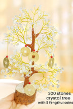 Paradigm Pictures Feng Shui Tree of Life Bonsai - Crystal Ornaments With Hanging Coin Charms For Health, Wealth And Happiness - Table Decor, Living Room,12.7 Cm