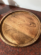 MBSC Decorative Round Wooden Tray | Premium Acacia Wood Tray for Coffee Table, Dining, Kitchen & Home Decor | Multipurpose Small Candle Tray | Elegant & Durable (8 Inches)