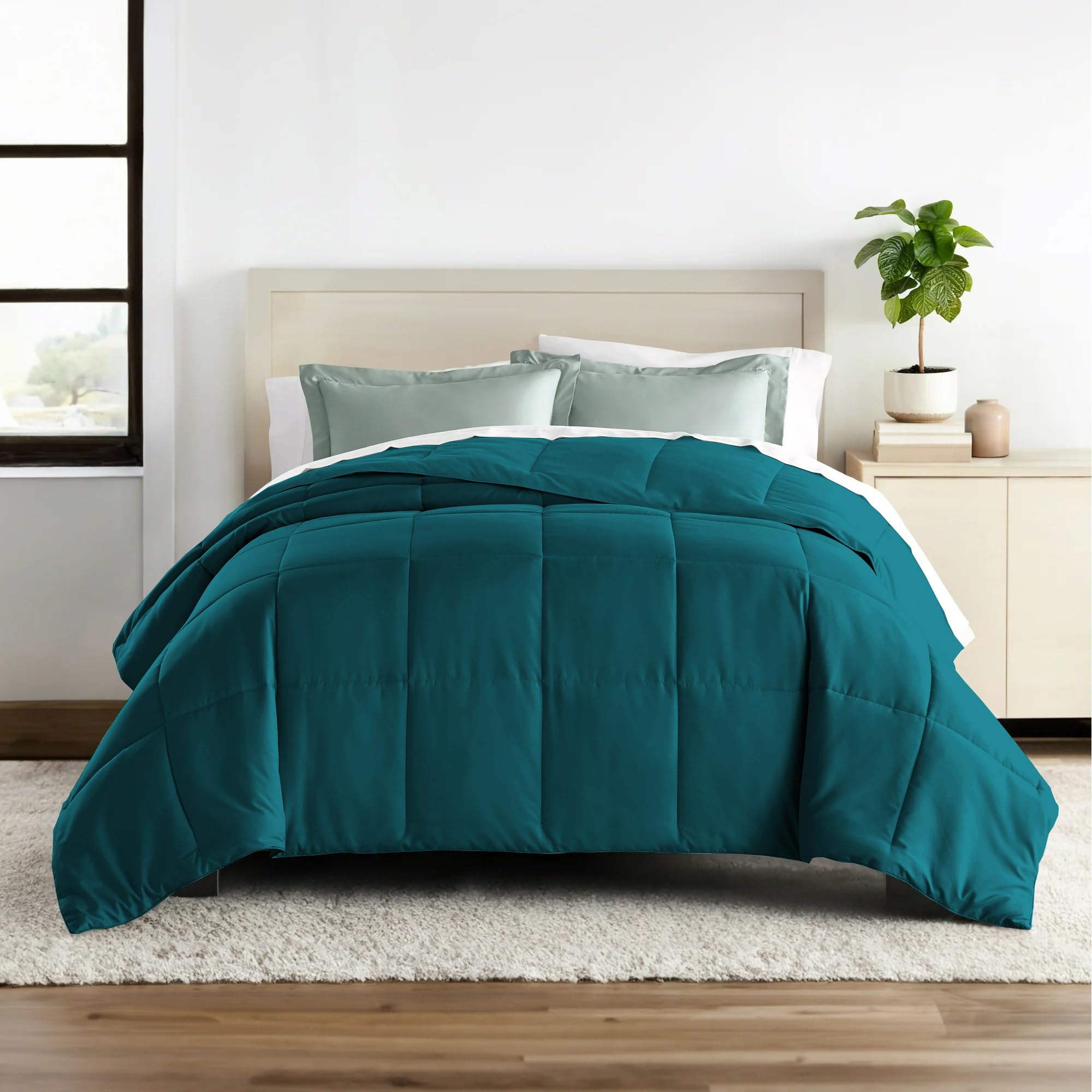 ALISHIBA CASA Hotel Collection 150 GSM All Season Comforter Single Bed AC Blanket/Quilt/Rajai Soft & Breathable Microfiber Lightweight (60 X 90 Inches) - Single Bed Comforter - Teal Color Kafalo