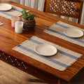 Peepul Tree Placemats Pack of 6 for Dining Table | Powder Blue & Off-White Handmade, Washable & Durable Table Mats | Dining Table Place Mats for Home, Kitchen, Hotel & Dining Decor Kafalo