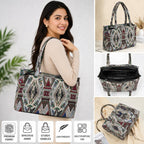 Global Impex Stylish Buoy Tote Bag for Girls & Women | Sturdy Cotton Blend Jacquard | Double Shoulder Ladies Handbag Purse For Daily & Office,Travel Use | Zip Pocket | Handcrafted