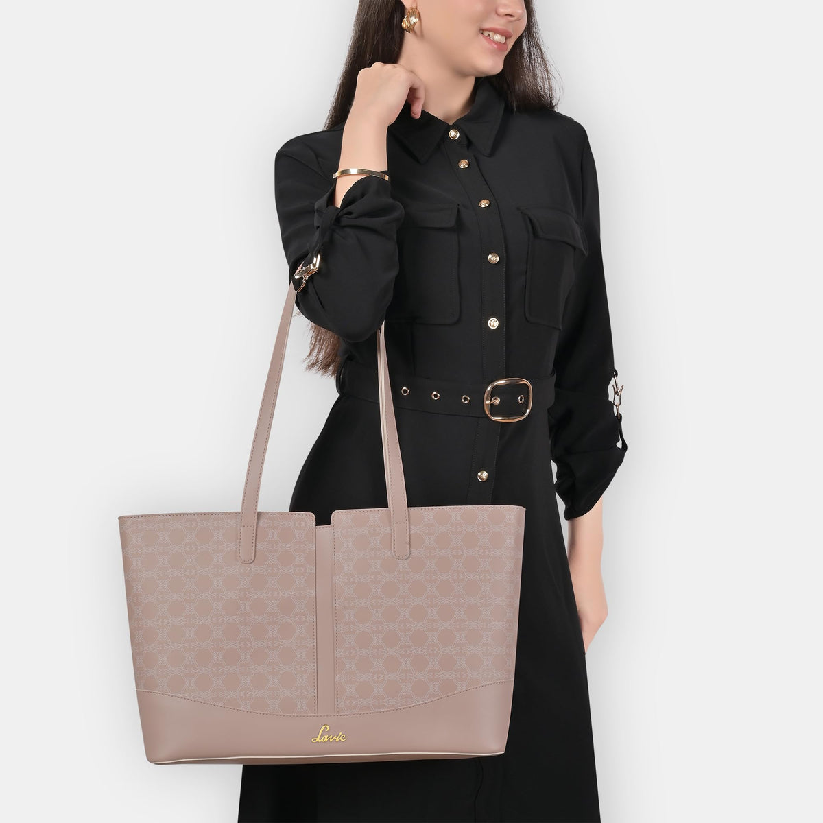 Lavie Women's Mono Freya Monogram Print Tote Bag for Women | Tote Bag for Work | Ladies purse | Stylish Shoulder Bag | Gift for Women