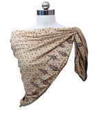 leeza store Women's Beige Wheat Silk Scarf For Women – Digital Printed Seamless Square Stole 40 X 40 – Elegant Lightweight Neck Wrap & Head Scarf