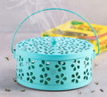 DSH Metal Mosquito Coil Holder with Lid & Handle Ash Catcher Stand for Mosquito Coil Indoor Outdoor Safe Use (Sky)