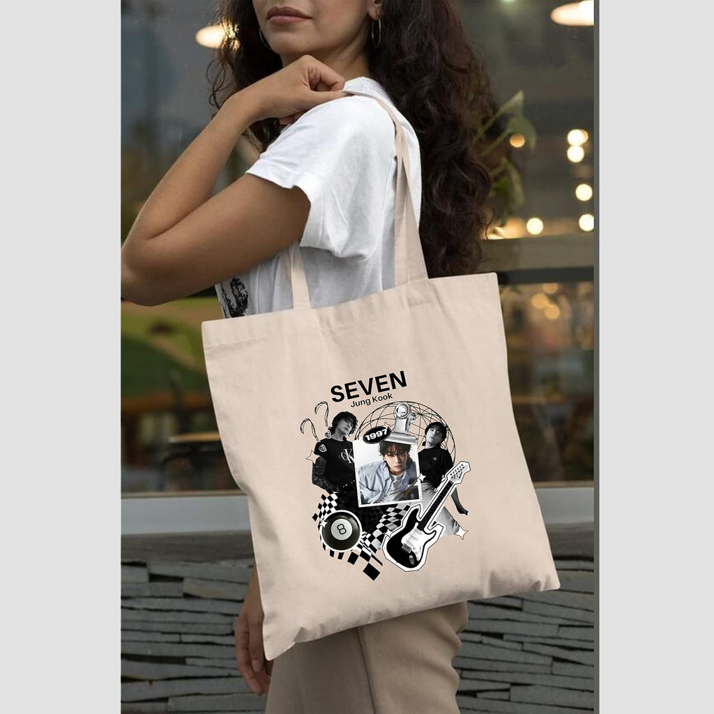 Peach Blossom Printed Cotton Zipper Tote Bags | CBAG - WHT-SEVEN JUNG_BLK-FAUVISM