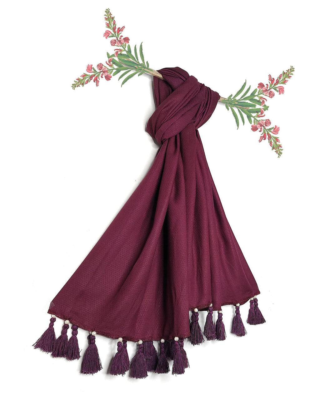Chandwasia Viscose Fabric Stole & Shawl for Women & Girls | Soft Lightweight Scarf for Summer & Winter - Wine