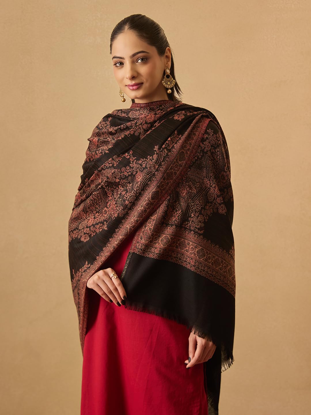 Pashmoda Women Kohsar Kashmiri Jamawar Woven Design Shawl (Size: 40x80in, 101x203cm) SECS53