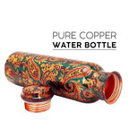 KC Pure Copper Designer Water Bottle with Leak Proof Protection, Ayurveda and Yoga Health Benefits (1000ml, 1Unit) With Lacqure Coating