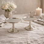 Hosley Set of 2 Metal Pillar Candle Holders 3 Inch High Candle Stands Ideal Gift for Weddings Bridal Party Spa Reiki Meditation Votive Pillar Candle Gardens, Silver