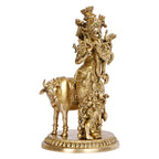 Artvarko Brass Krishna with Cow Statue for Home Mandir Krishan Ji Murti Decorative Showpiece Good Luck & Happiness Statue Idol Décor 10 Inches